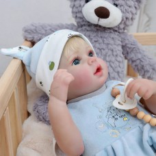 Realistic Reborn Girl Baby Doll 20'' with Blue Hat & Pacifier Set